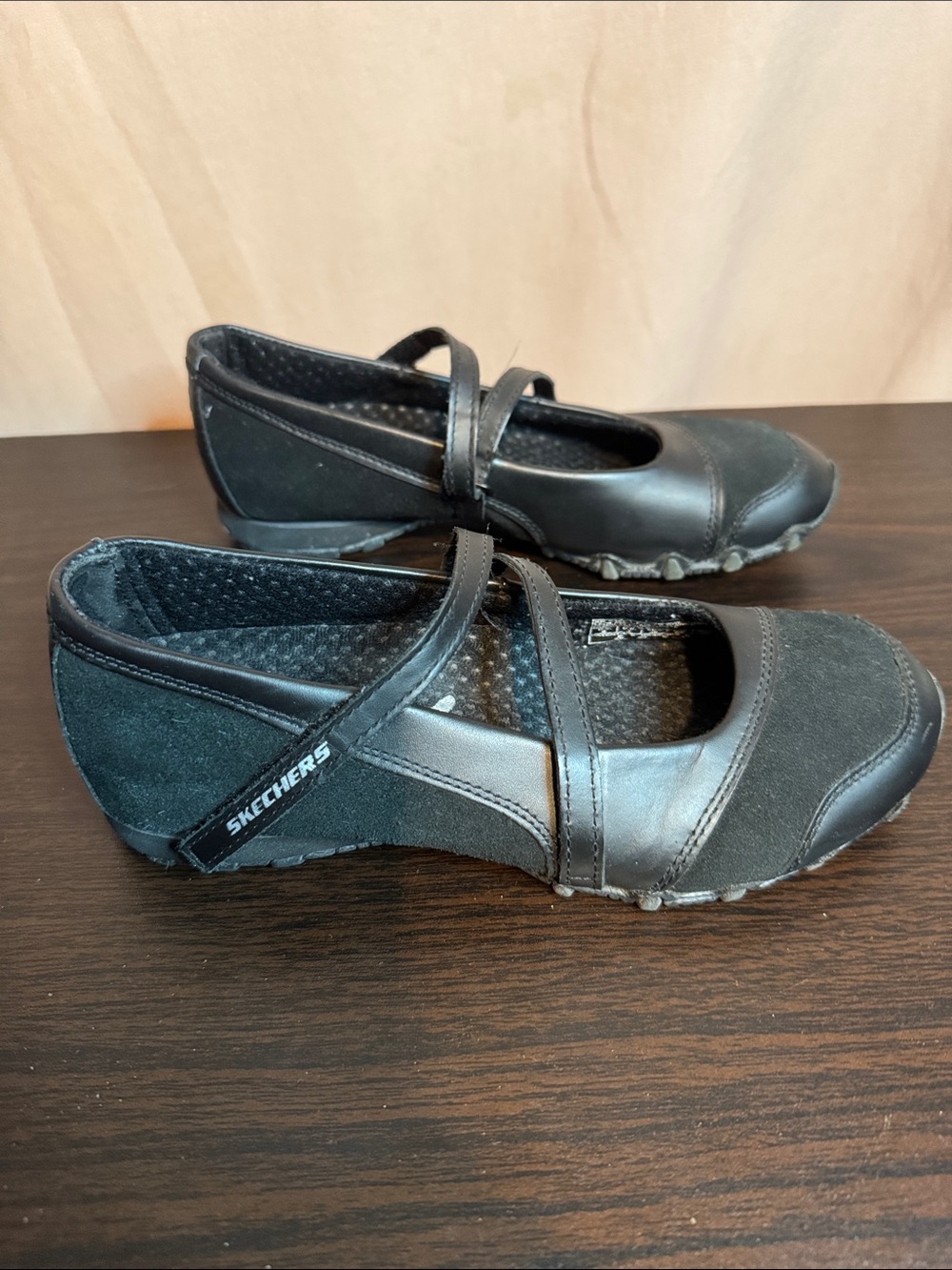 Skechers Black Double-Strap Mary Jane Flats - Picture 3 of 4